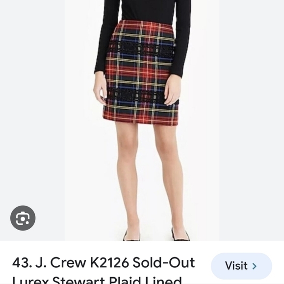 43. J. Crew K2126 Sold-Out Lurex Stewart Plaid Lined Mini Skirt NWT 2 - Picture 2 of 4